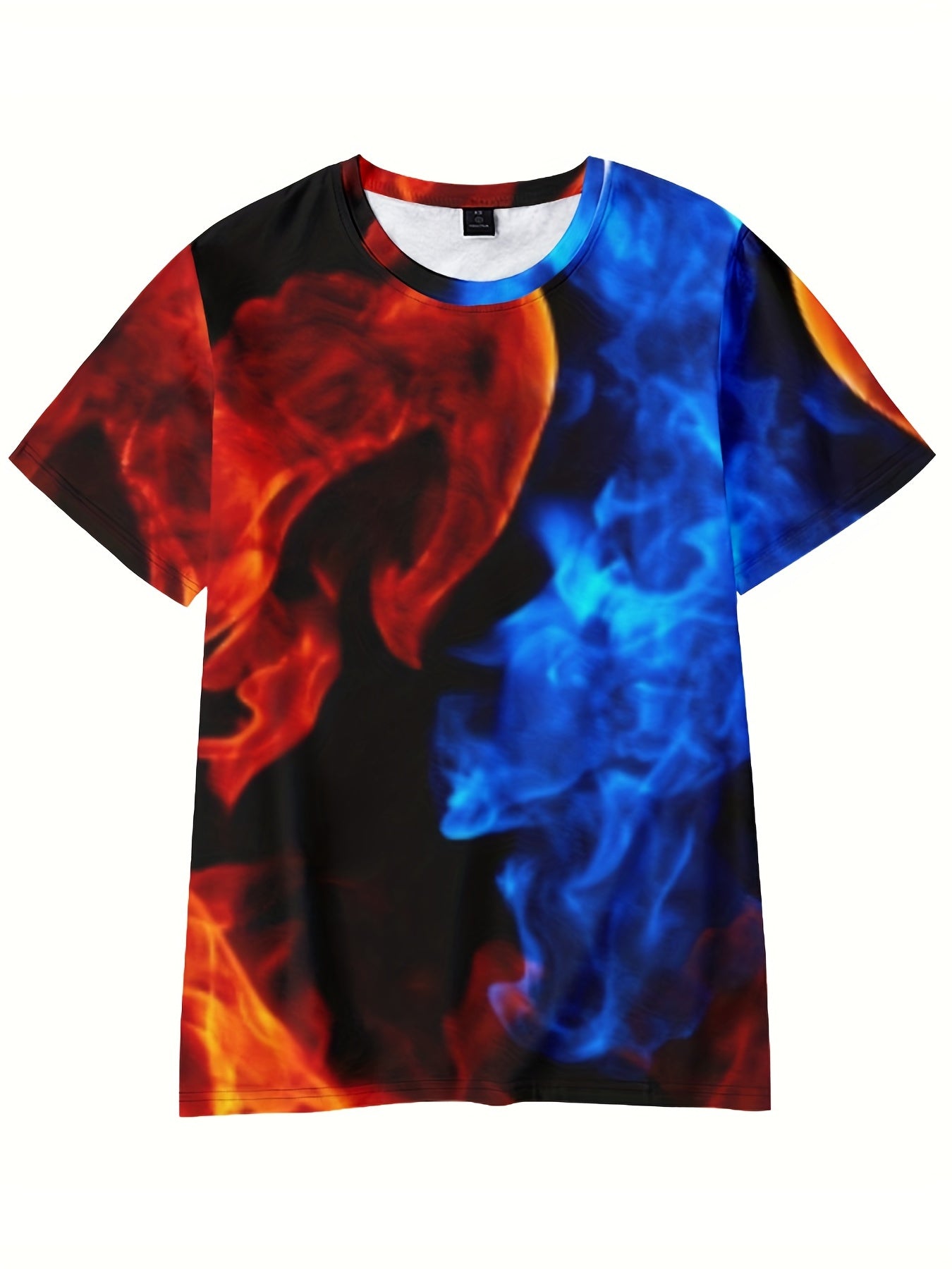 Boy's 3D Flame Graphic T-shirt Casual Breathable Tee for Summer