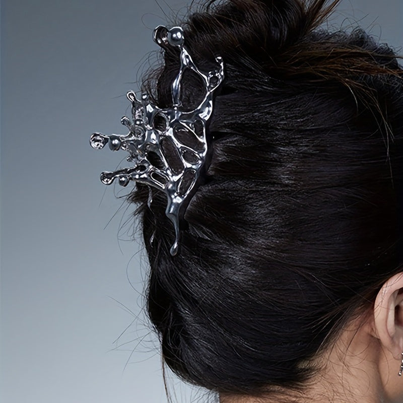Irregular Butterfly Alloy Hair Claw Clip Silvery Non Slip Strong Hold Hair Clip