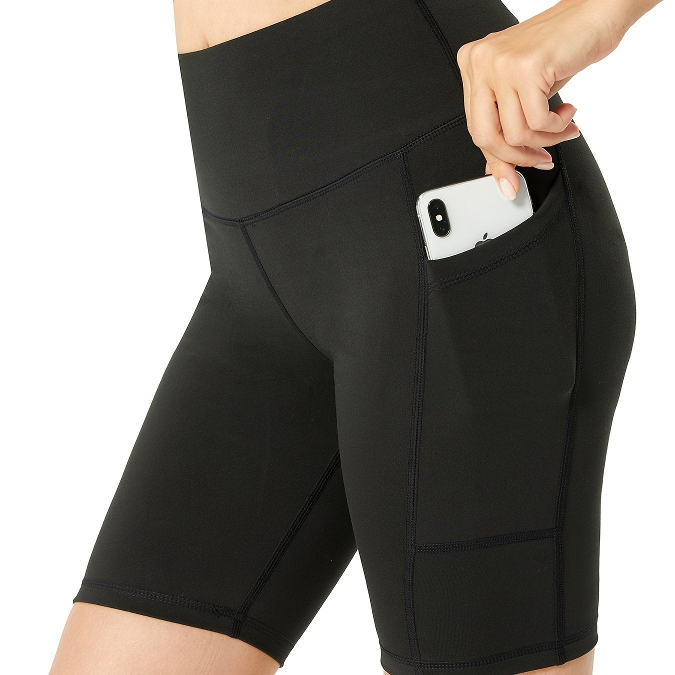 High Waisted Side Pockets Sports Shorts Yoga & Biker Shorts