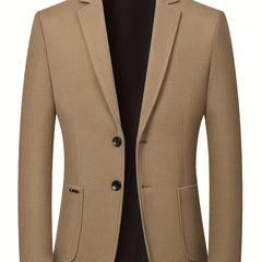 Casual Lapel Sports Coat Men's Waffle Pattern Blazer Spring Fall Business
