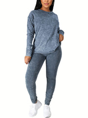 Tie Dye 2 pc Set Long Sleeve Crew Neck T-shirt & Slim Pants Outfit