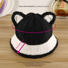 Panda Fisherman Hat Plush Ear Protection Bucket Hat Warm Hat