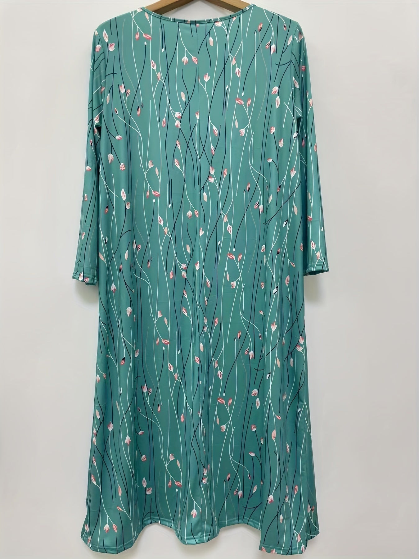 Casual Dress Women's Plus Floral Print Three Quarter Sleeve