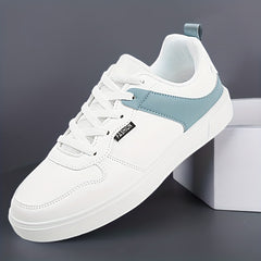 Men's PU Leather Skate Shoes Casual Comfy Lace Up Sneakers