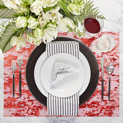Red Moire Mesh Table Runner Halloween Bloody Tablecloth