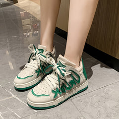 Women's Letter Pattern Breathable Skate Shoes Lightweight Sports Sneakers