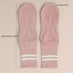 Women's Thermal Long Tube Non Slip Yoga Socks with Grips