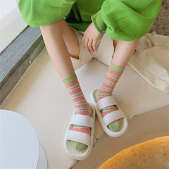 Colorblock Striped Sports Socks Women's Stockings