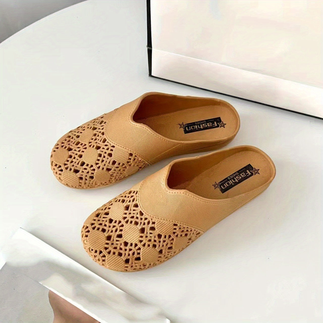 Women's Solid Flat Sandals Slip On Non slip Half Drag Slides Shoes