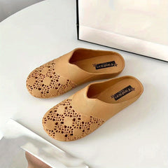 Women's Solid Flat Sandals Slip On Non slip Half Drag Slides Shoes