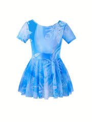 Girls Snowflake Gymnastics Dress with Cross Back