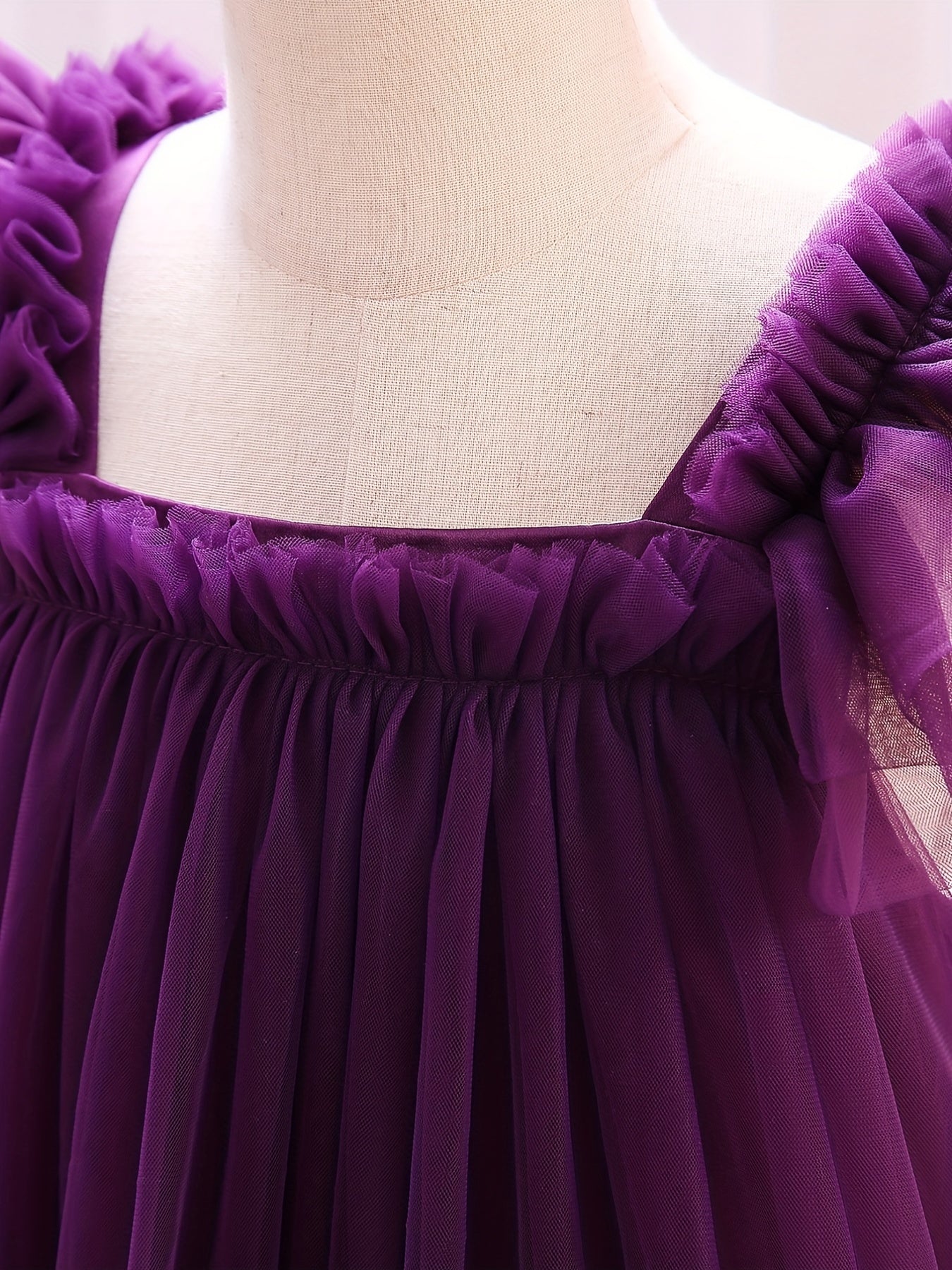 Girl's Princess Dress Ruffle With Tulle Skirt for Party Wedding Pageant Ceremony