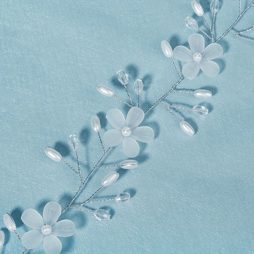 Acrylic Floral Headband Ancient Style Plate Headband Faux Pearl Hairband