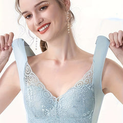 Lace Wireless Bra with Scallop Trim Comfy & Breathable Women's Lingerie