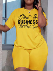 Short Sleeve T Shirt & Biker Shorts 2pcs Outfit for Women