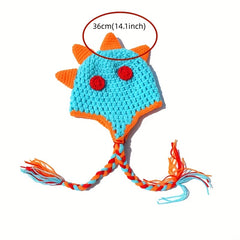 Cartoon Dinosaur Woolen Knitting Hat Set For Infants