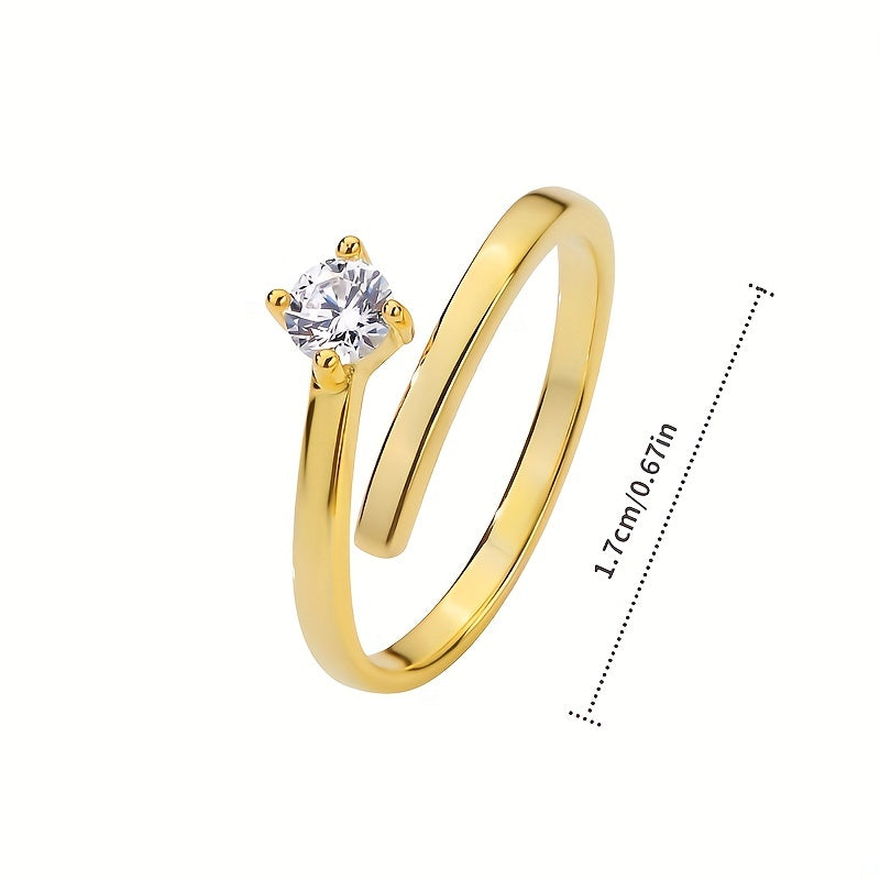 Zircon Decor Open Ring Fashionable Jewelry for Women Girls