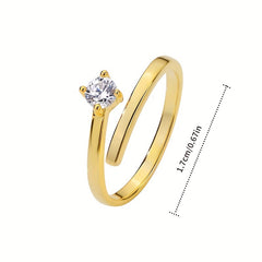 Zircon Decor Open Ring Fashionable Jewelry for Women Girls
