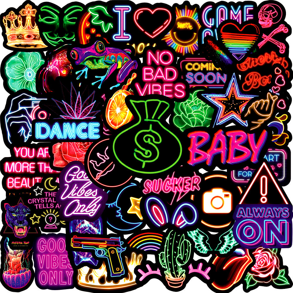 50pcs Waterproof Cartoon Stickers for Cars Computers Skateboards and Suitcases