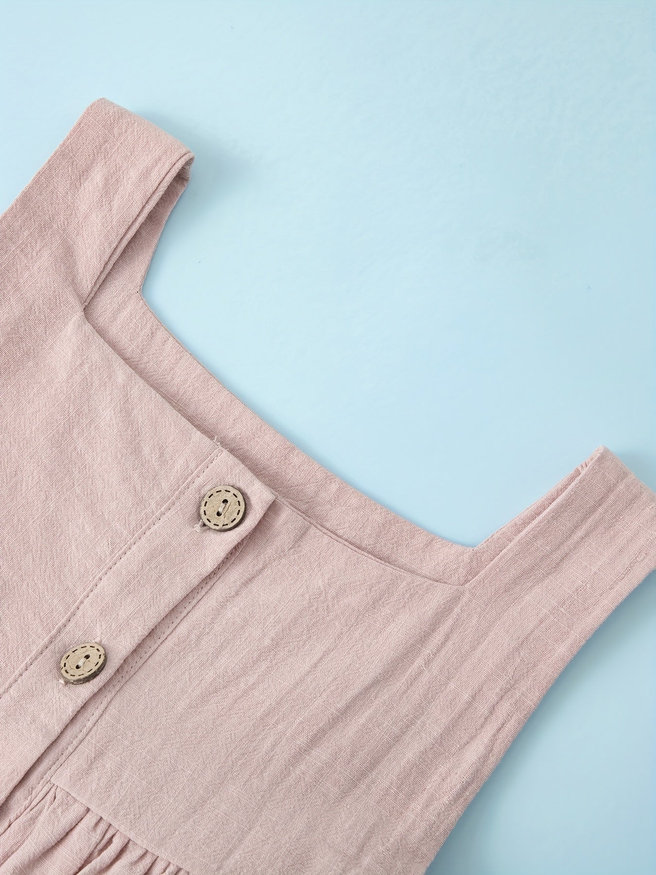 Baby Girls Button Pleated Cami Casual Dress