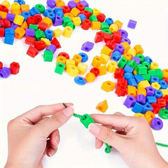 60pcs Colorful Bead Stringing Line Building Blocks Set Boys Girls Party Games