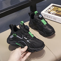 Boy's Chunky Shoes With Rotating Buckle Comfy Non Slip Sneakers