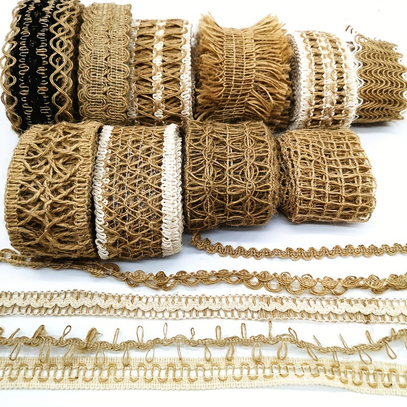 3 Yards Flower Pattern Jute Ribbon Wedding Party Decor DIY Crafts Wrapping