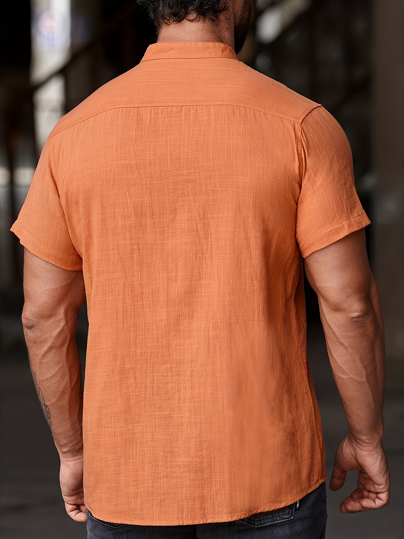 Men's Cotton Button Up Short Sleeve Shirt for Summer