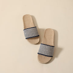 Women's Wavy Striped Print Flat Slippers Open Toe