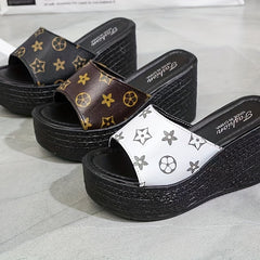 Women's Wedge Slide Sandals Open Toe Slip On Shoes Platform Shoes