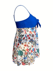 Floral Print Ruched Tankini Set