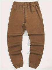 Men's Drawstring Cargo Pants with Zip Pockets