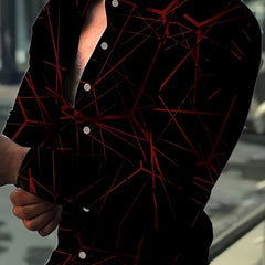 Geometric Print Casual Button Up Long Sleeve Shirt