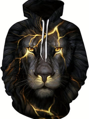 Men's Lion Graphic Hoodie Stretch 3D Print Sweatshirt