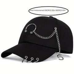 Metal Chain Iron Ring Baseball Cap Outdoor Sunshade Sunscreen Peaked Cap