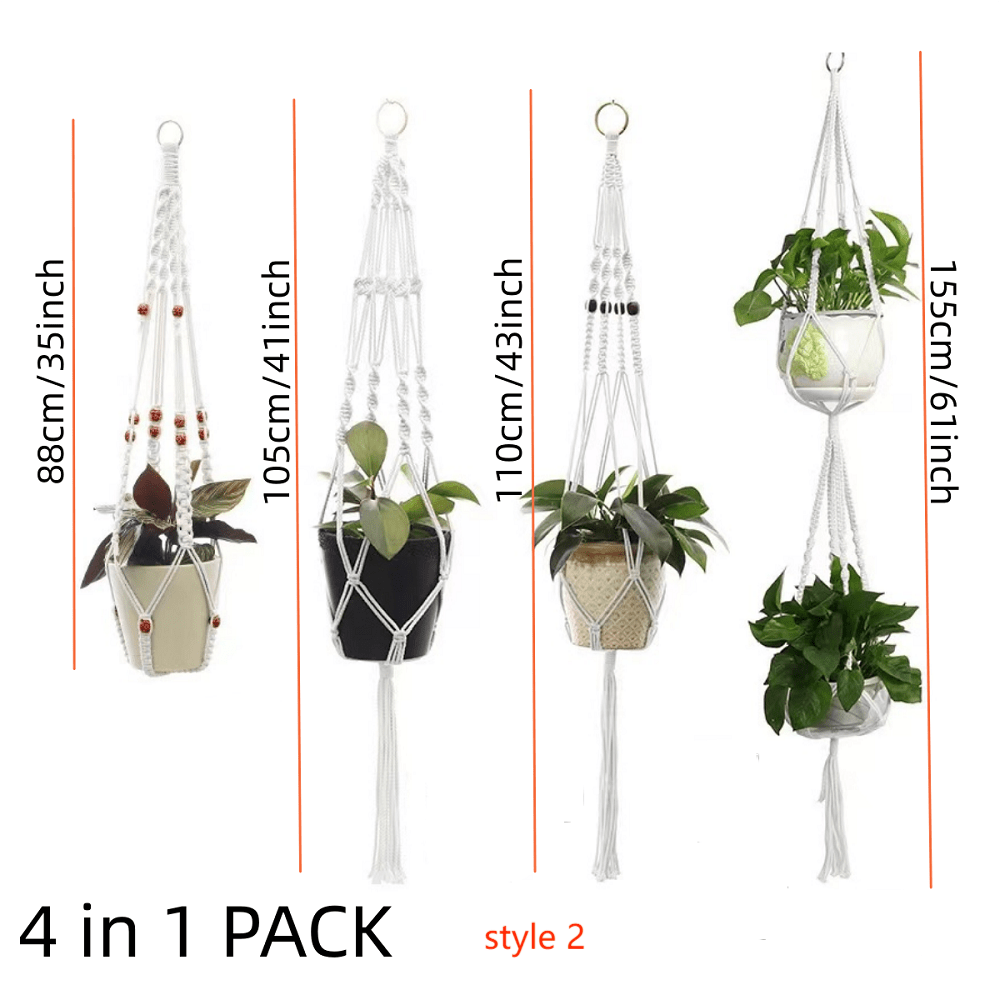 4 Pack Tassel Plant Hanging Rack with Wooden Beads