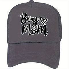 Unisex Sunshade Baseball Cap with Embroidered BOY MOM Letter