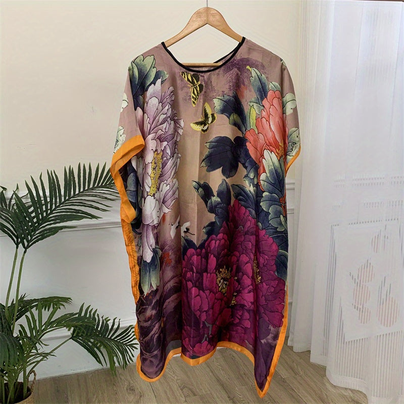Satin Pullover Shawl Large Thin Windproof Sunscreen Wrap for Women