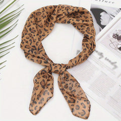 Leopard Bandana Chiffon Scarf Neck Neckerchief Polyester Head Wrap Charm
