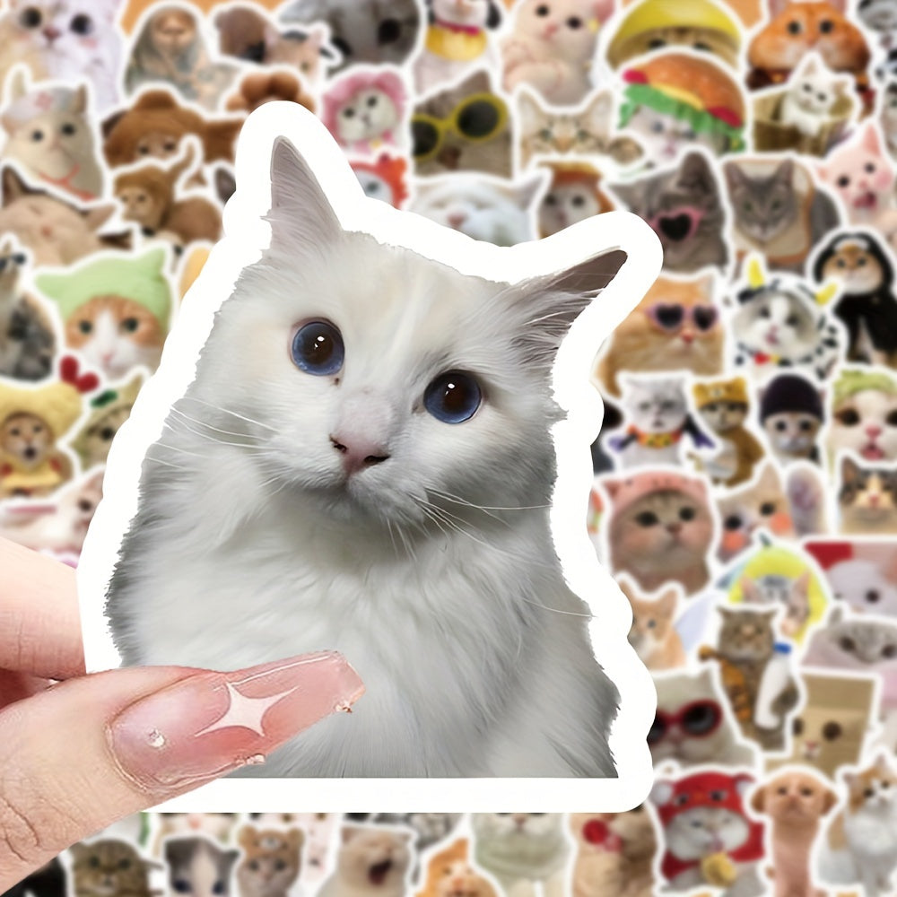 100pcs Funny Cat Series Stickers Laptop Helmet Desktop Water Cup Decor