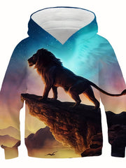 Boy's 3D Lion Print Hoodie Casual Hooded Sweatshirt