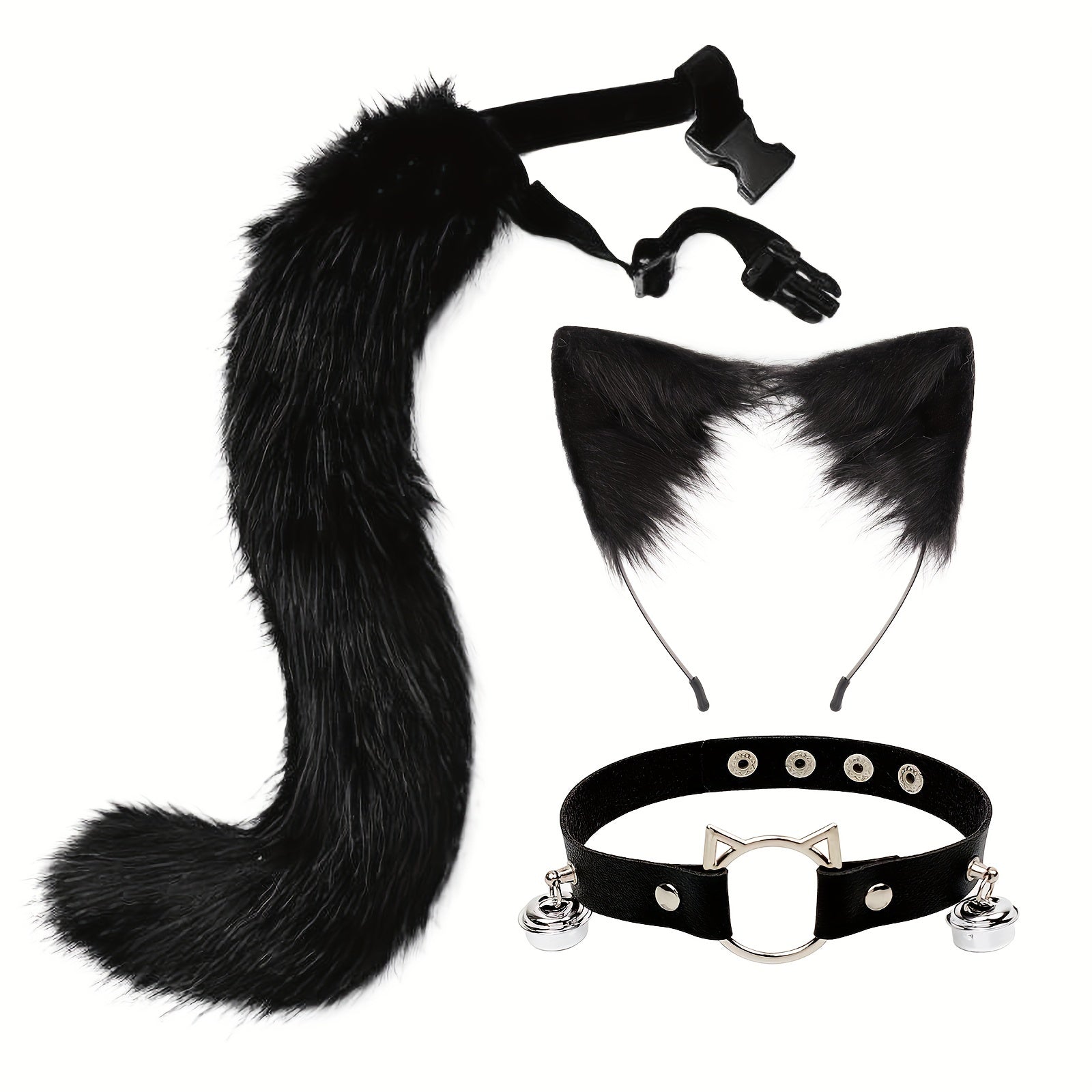 Cat Ears Cat Tail Set Fox Cosplay Cat Tail Accessories Strap Cat Ear Hair Hoop