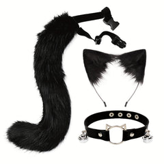 Cat Ears Cat Tail Set Fox Cosplay Cat Tail Accessories Strap Cat Ear Hair Hoop