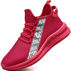 Men's Mesh Slip-On Sneakers with Shoelaces Breathable Lightweight Shoes
