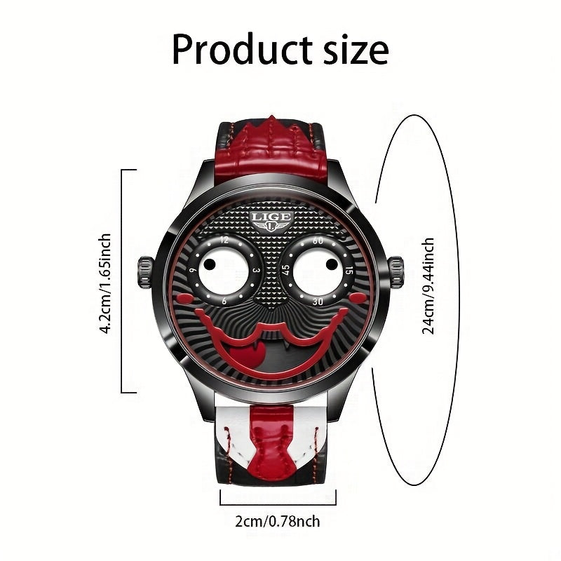 LIGE Fun Boys Watch Classic Clown No Pointer Student Quartz Watch Men