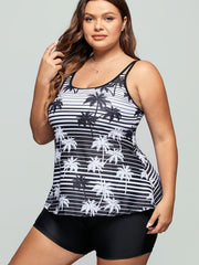 Striped & Tropical Print Tankini Set