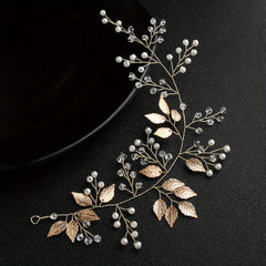 Faux Pearl Hairband Crystal Leaves Headband Bridal Bundle