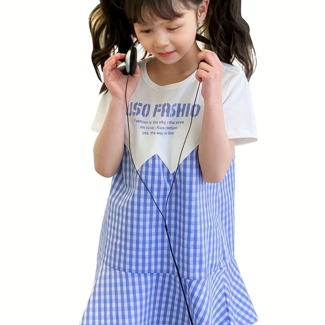 Girl's Letter Print One-piece Cotton Dress for Summer Party
