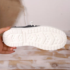 Women's Denim Striped Flat Sole Light Sports Shoes