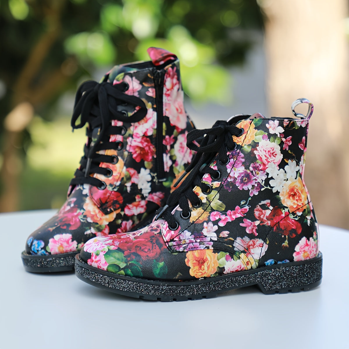 Flower Print Dress Boots for Girls Non-slip Comfortable Shoes